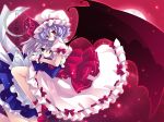  blue_eyes blue_hair hat hug izayoi_sakuya natsume_eri red_eyes remilia_scarlet short_hair silver_hair touhou wings 