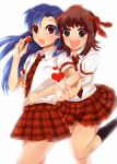  amami_haruka heart idolmaster kisaragi_chihaya masaki_(celesta) multiple_girls plaid plaid_skirt rough_time_school school_uniform skirt 