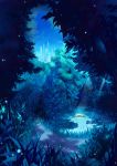  blue castle forest highres lake light nature night road scenery tree umiu_geso 
