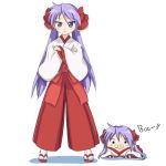  japanese_clothes kagamin_boo long_hair lucky_star miko purple_hair takahashi_ren twintails 