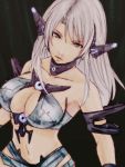  blue_eyes breasts cleavage cleavage_cutout grey_hair large_breasts long_hair white_hair 