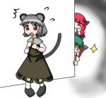  ^_^ animal_ears blush_stickers bow braid brown_hair cat_ears chen claws closed_eyes grey_hair hat kaenbyou_rin lowres mouse_ears nazrin open_mouth ranchama red_eyes red_hair sparkle tail touhou you_gonna_get_raped 