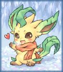  clothed_pokemon heart leafeon lowres no_humans pokemon pokemon_(creature) pote_(ptkan) scarf solo 