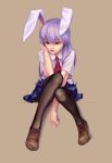  bunny_ears geister highres necktie pantyhose purple_hair rabbit_ears red_eyes reisen_udongein_inaba sitting touhou 