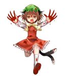  blood brown_eyes brown_hair chen duplicate earrings hat jewelry multi_tail multiple_tails skirt solo tail takamoto_akisa touhou 
