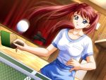  blue_eyes dutch_angle game_cg gym_uniform long_hair love_love_navigation motion_blur oota_takeshi paddle red_hair redhead table_tennis table_tennis_paddle twintails 