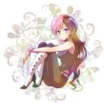  bare_shoulders brown_hair iesupa long_hair looking_at_viewer multicolored_hair neo_(rwby) open_mouth pink_eyes pink_hair rwby solo 