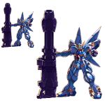  cannon commentary_request full_body holding holding_weapon huckebein huge_weapon looking_at_viewer mecha migel_futoshi multiple_views no_humans pixel_art pointing pointing_at_viewer simple_background standing super_robot_wars weapon white_background 