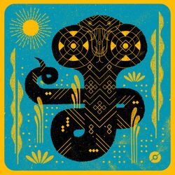  abstract arbok highres jesse_tise no_humans open_mouth poke_ball pokemon snake solo sun 