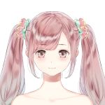  1girl blue_reflection kishida_mel long_hair pink_hair portrait solo twintails white_background 