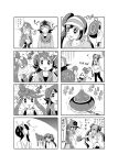  +_+ 10s 1boy 3girls 4koma :3 bad_id baseball_cap blush comic double_bun eating fire fuuro_(pokemon) gym_leader hair_bun hair_ornament hat headphones jacket kamitsure_(pokemon) kyoutarou mei_(pokemon) monochrome multiple_4koma multiple_girls musical_note pantyhose pokemon pokemon_(creature) pokemon_(game) pokemon_bw pokemon_bw2 raglan_sleeves shorts souen_hiro sweat sweatdrop tepig touya_(pokemon) translation_request visor_cap 