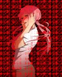  1girl aconitea blush gasai_yuno highres long_hair mirai_nikki open_mouth pink_eyes pink_hair skirt solo translated yandere_trance 