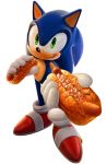  1boy 3d artist_request chili_dog eating giving green_eyes hot_dog licking_lips looking_at_viewer outstretched_hand sega smile sonic sonic_the_hedgehog tongue tongue_out 