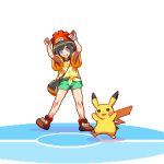  1girl animated animated_gif migel_futoshi pikachu pokemon 