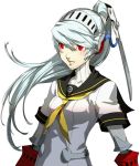  1girl android arc_system_works atlus labrys long_hair official_art persona persona_4:_the_ultimate_in_mayonaka_arena ponytail red_eyes school_uniform soejima_shigenori solo transparent_background 