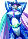  1girl belt blue breasts cape female huujyu kamen_rider kamen_rider_ooo_(series) mezul monster solo white_background 