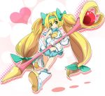 1girl arc_system_works blazblue blazblue:_continuum_shift blonde_hair bow hair_bow hair_intakes hairband heart ixy long_hair low-tied_long_hair platinum_the_trinity quad_tails solo staff tied_hair twintails 