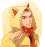  1boy @@@ animal_ears cat_ears coat edward_keddy eyebrows fake_animal_ears hood male_focus paw_pose redhead simple_background solo tiger_&amp;_bunny violet_eyes white_background 
