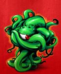  eyes green_tentacles highres marvel no_humans one-eyed painfultree red_eyes shuma_gorath solo tentacle 