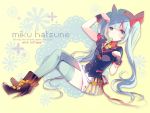  1girl animal_ears bad_id blue_eyes blue_hair candy cat_ears engrish hat hatsune_miku inko_(mini) lollipop long_hair mouth_hold paw_pose ranguage sitting solo thigh-highs twintails vocaloid 