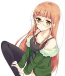  1girl blush brown_eyes brown_hair glasses long_hair persona persona_5 sakura_futaba 