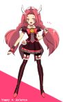  1girl arietta black_dress black_legwear boots bow character_name choker cure_happy dress fusion head_wings long_hair magical_girl pink_eyes pink_hair precure ribbon rio_kohaku skirt smile smile_precure! solo tales_of_(series) tales_of_the_abyss thigh-highs thigh_boots tiara twintails wrist_cuffs 