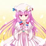  1girl binsen blush crescent digital_media_player female hat long_hair open_mouth patchouli_knowledge purple_hair solo touhou violet_eyes 