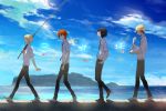  4boys akira_agarkar_yamada ayaka0415 bird black_hair blonde_hair copyright_name fishing_rod glasses goose haru_(tsuritama) male_focus multiple_boys necktie redhead sanada_yuki school_uniform short_hair tapioka tsuritama turban usami_natsuki walking 