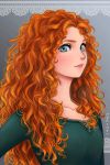  absurdres blue_eyes blush brave_(pixar) curly_hair freckles highres long_hair mari945 merida_(brave) redhead 