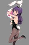  1girl animal_ears ass bunny_tail bunnysuit detached_collar flat_ass long_hair pantyhose purple_hair rabbit_ears rokuichi solo tail tray violet_eyes working!! wrist_cuffs yamada_aoi 