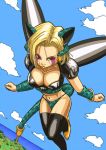  1girl android_18 breasts cell_(cosplay) cleavage cosplay dragon_ball dragonball_z large_breasts smile solo stargeyser tail 
