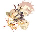  1boy angry armor black_hair boots clenched_hand full_body granblue_fantasy hair_over_one_eye kicking male_focus minaba_hideo official_art open_mouth projected_inset scarf sentai shirou_(granblue_fantasy) short_hair solo sword transparent_background weapon 