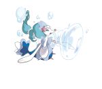  absurdres blue_hair fangs highres long_hair official_art pink_nose pokemon pokemon_(game) pokemon_sm primarina white_skin 