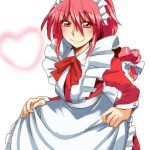  1girl blush heart maid maid_headdress okazaki_yumemi red_eyes redhead touhou touhou_(pc-98) 