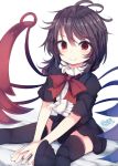  1girl beni_shake bow commentary houjuu_nue looking_at_viewer red_eyes short_hair sitting touhou 