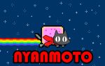  black_eyes cat meme nichijou nyan_cat parody rainbow sakamoto_(nichijou) tail 