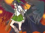  1girl arm_cannon bow female gaku hair_bow highres long_hair reiuji_utsuho solo touhou weapon wings 