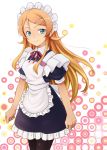  1girl black_legwear blue_eyes clenched_hands highres jas_(annkoromochi) kousaka_kirino lips long_hair looking_at_viewer maid maid_headdress orange_hair ore_no_imouto_ga_konna_ni_kawaii_wake_ga_nai pantyhose smile solo waitress 