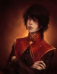  1boy avatar:_the_last_airbender avatar_(series) black_hair chinese clothes crossed_arms dark lips male_focus mezamero nickelodeon orange_eyes realistic scar solo yellow_eyes zuko 