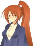  1girl bad_id breasts cleavage kiminitokimeki medium_breasts oda_nobunaga_(sengoku_otome) ponytail sengoku_otome solo 