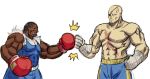  2boys abs boxing_gloves capcom eyepatch fist_bump hounin m_bison male_focus multiple_boys muscle sagat scar street_fighter 
