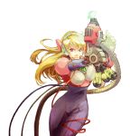  1girl alia alia_(rockman) armor blonde_hair blue_eyes breasts cable capcom ckotnha gun headband highres long_hair robot robot_ears rockman rockman_x simple_background solo transparent_background weapon white_background wire 