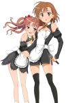  2girls cosplay dream_c_club female highres maid misaka_mikoto multiple_girls shirai_kuroko simple_background to_aru_kagaku_no_railgun to_aru_majutsu_no_index 