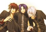  atori_mahiro green_eyes hiiro_no_kakera kazuki_yone komura_yuuichi onizaki_takuma purple_hair 