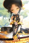  1girl bare_shoulders black_hair bonnet bow bridal_gauntlets dress flat_chest frills gathers hair_bow katana kuudere lace lowres salt_(salty) short_hair sita sita_vilosa solo sword sword_girls weapon yellow_eyes 