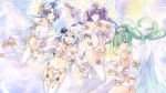  4girls angel_wings ass black_hair black_heart blanc blue_eyes braid breasts butt_crack cleavage four_goddesses_online:_cyber_dimension_neptune garter_belt garter_straps green_heart hair_ornament halo highres large_breasts long_hair looking_at_viewer multiple_girls neptune_(choujigen_game_neptune) neptune_(series) noire official_art purple_hair purple_heart red_eyes short_hair smile thigh-highs tsunako twin_braids vert violet_eyes white_heart wings 