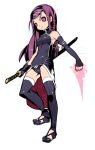  1girl marvel najimi_shin psylocke purple_hair solo sword thigh-highs violet_eyes weapon x-men 