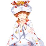  amari_akari brown_hair closed_eyes girlfriend_(kari) japanese_clothes jewelry official_art qp:flapper ring smile traditional_clothes wedding_ring 