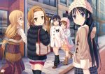  akiyama_mio black_eyes black_hair blonde_hair blue_eyes brown_eyes brown_hair earmuffs hat hirasawa_yui k-on! kotobuki_tsumugi long_hair multiple_girls nakano_azusa short_hair tainaka_ritsu twintails uehara_yukihiko winter_clothes 