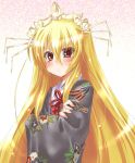  1girl blonde_hair can&#039;t_be_this_cute crossed_arms crown fortune_arterial japanese_clothes kimono long_hair ore_no_imouto_ga_konna_ni_kawaii_wake_ga_nai paopao red_eyes sendou_kaya solo 